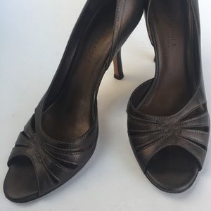 Kenneth Cole Brown D’Orsay Open-Toe Heels Sz 8